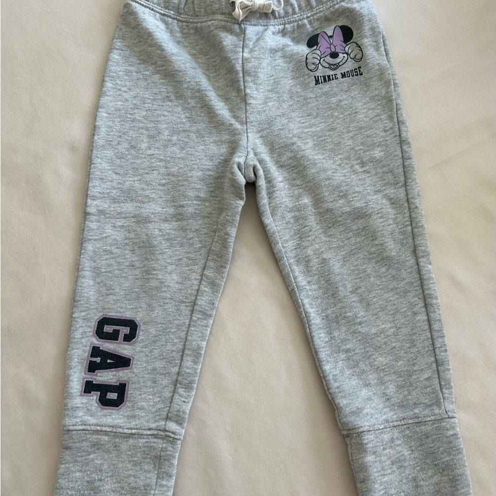 Baby GAP Disney Kids 2T Light Gray Purple Minnie Mouse Joggers